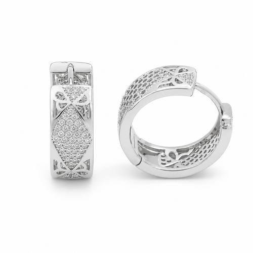 PM059 – Silver Crystal Lattice Huggie Minđuše