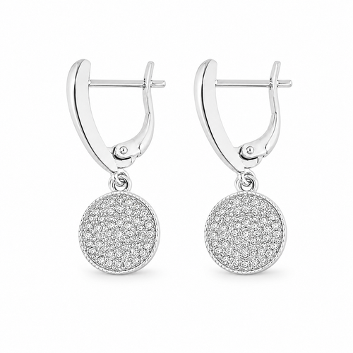PM060 – Silver Crystal Coin Lever Back Minđuše