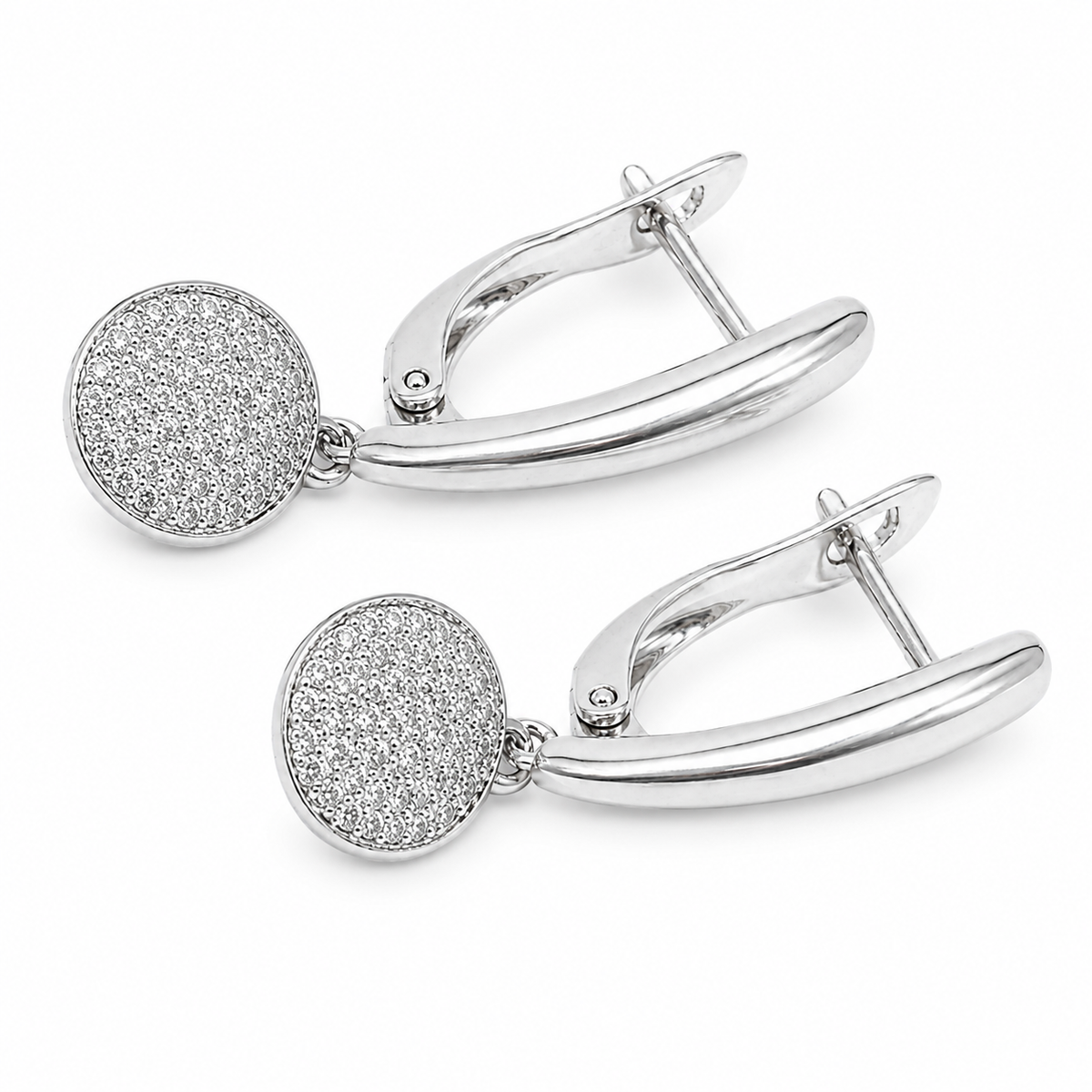 PM060 – Silver Crystal Coin Lever Back Minđuše