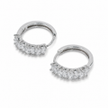 PM049 Silver Multi CZ Prong Eternity Hoop Minđuše od hirurškog čelika