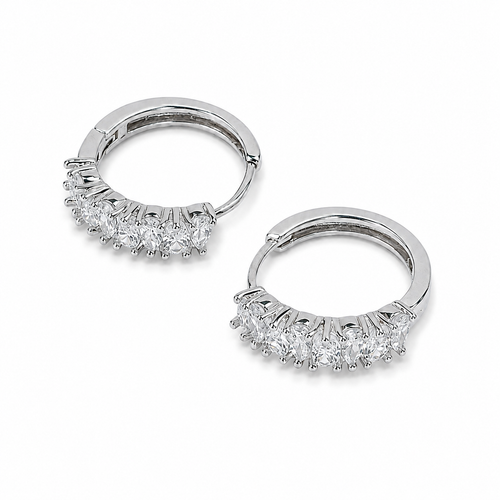 PM049 Silver Multi CZ Prong Eternity Hoop Minđuše od hirurškog čelika