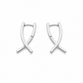 PM086 – Silver Crossed Arc Huggie Minđuše