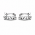 PM093 – Silver Twisted Braid & Pavé Bar Clip-On Minđuše