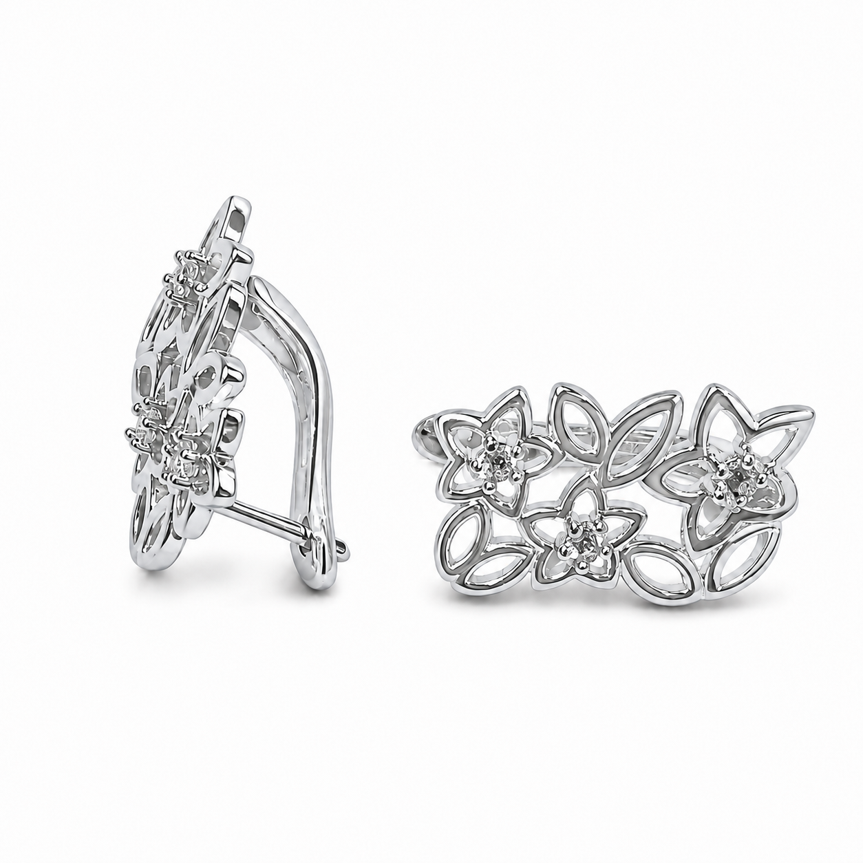 PM094 – Silver Open Floral Cluster Clip-On Minđuše