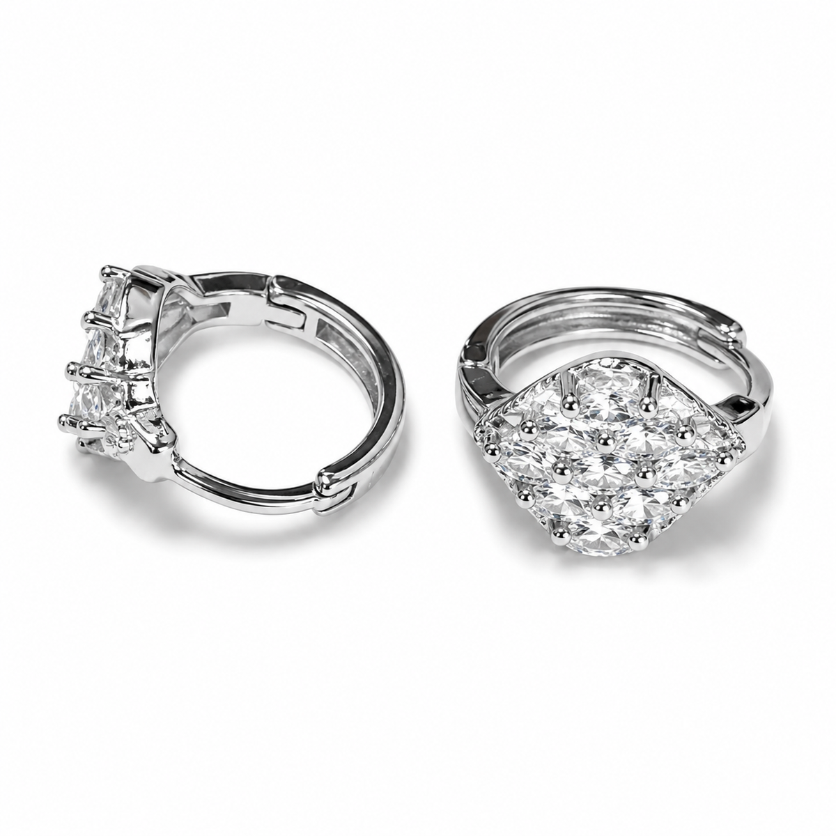 PM097 – Silver Illusion Set Marquise CZ Huggie Minđuše