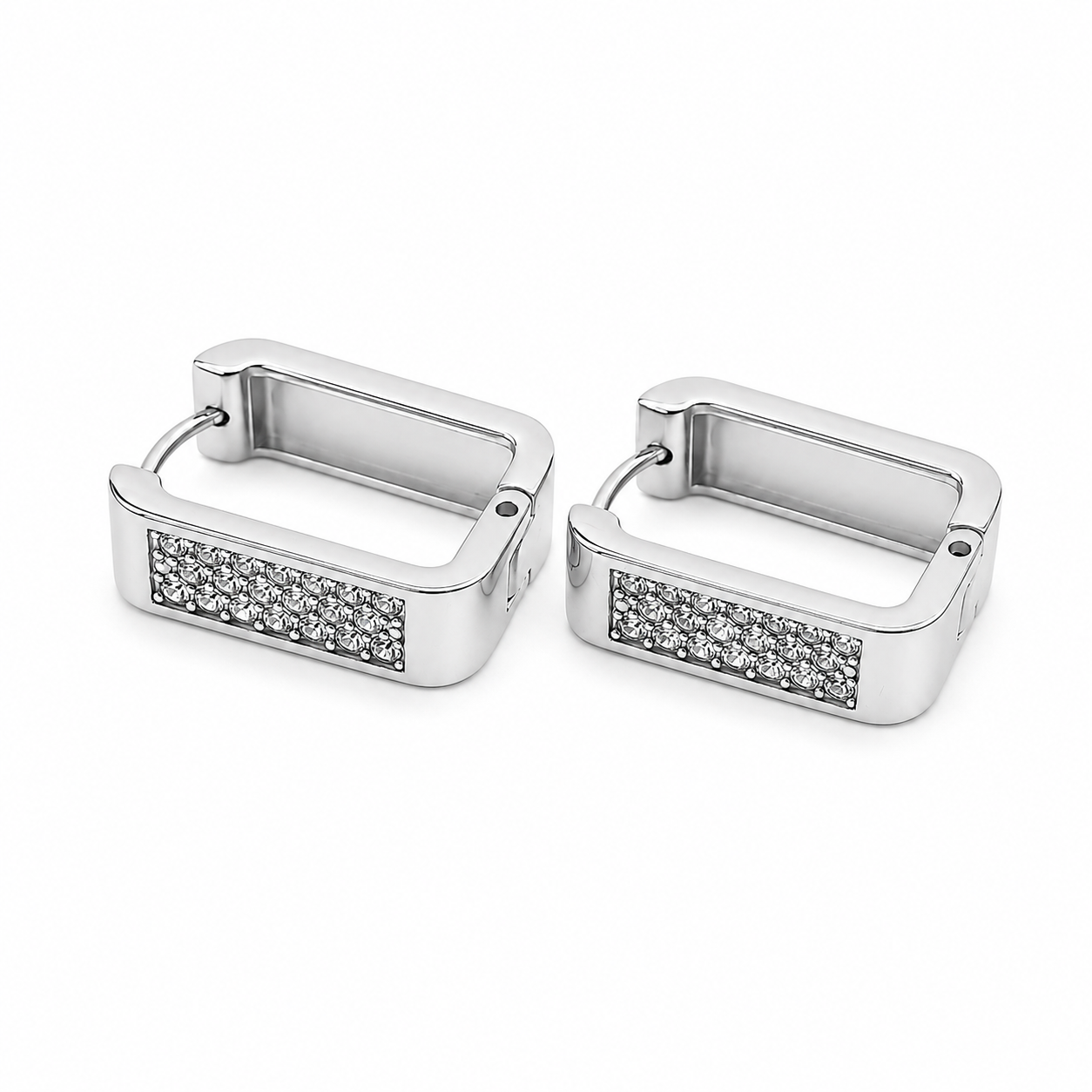 PM074 – Silver Rectangle Huggie Minđuše