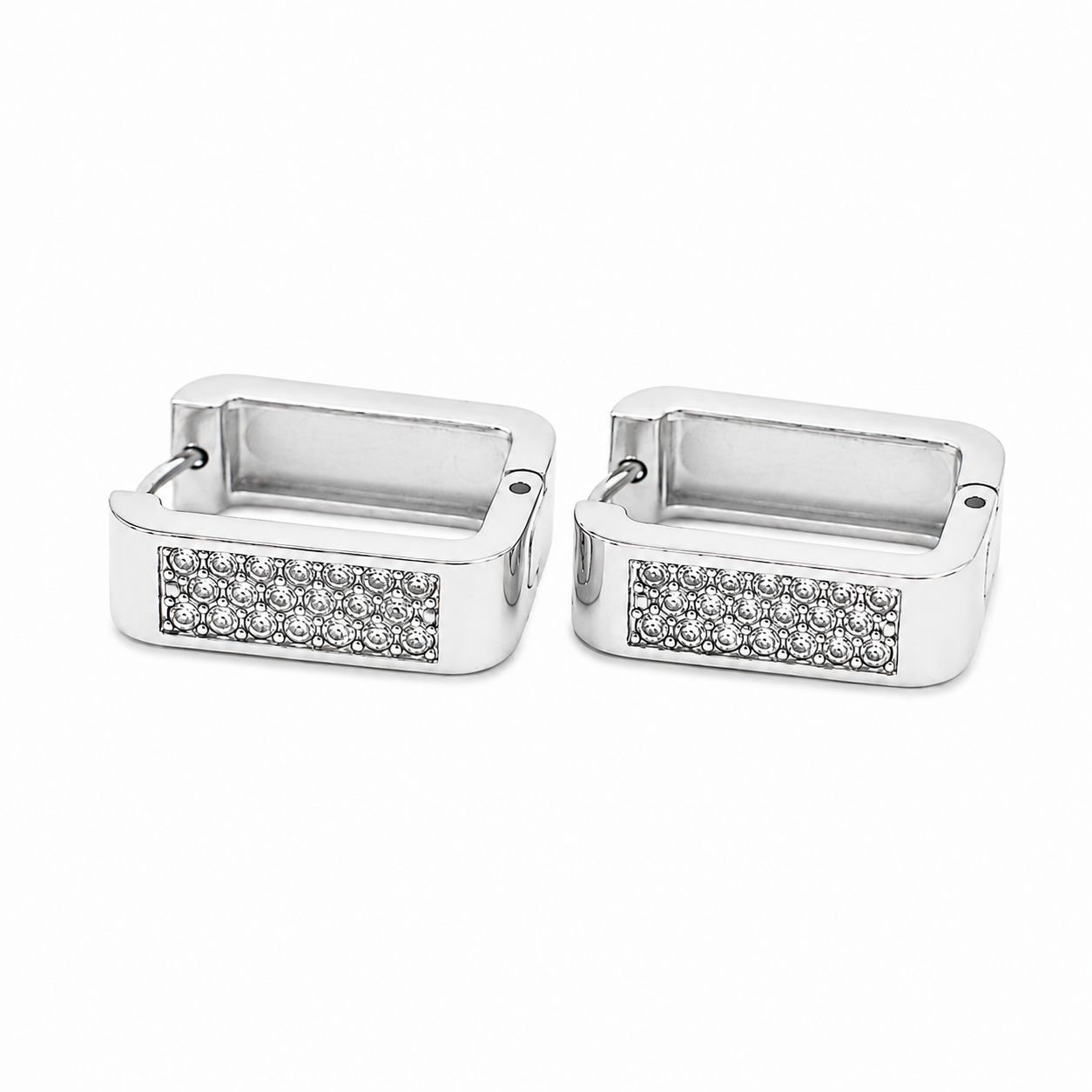 PM074 – Silver Rectangle Huggie Minđuše