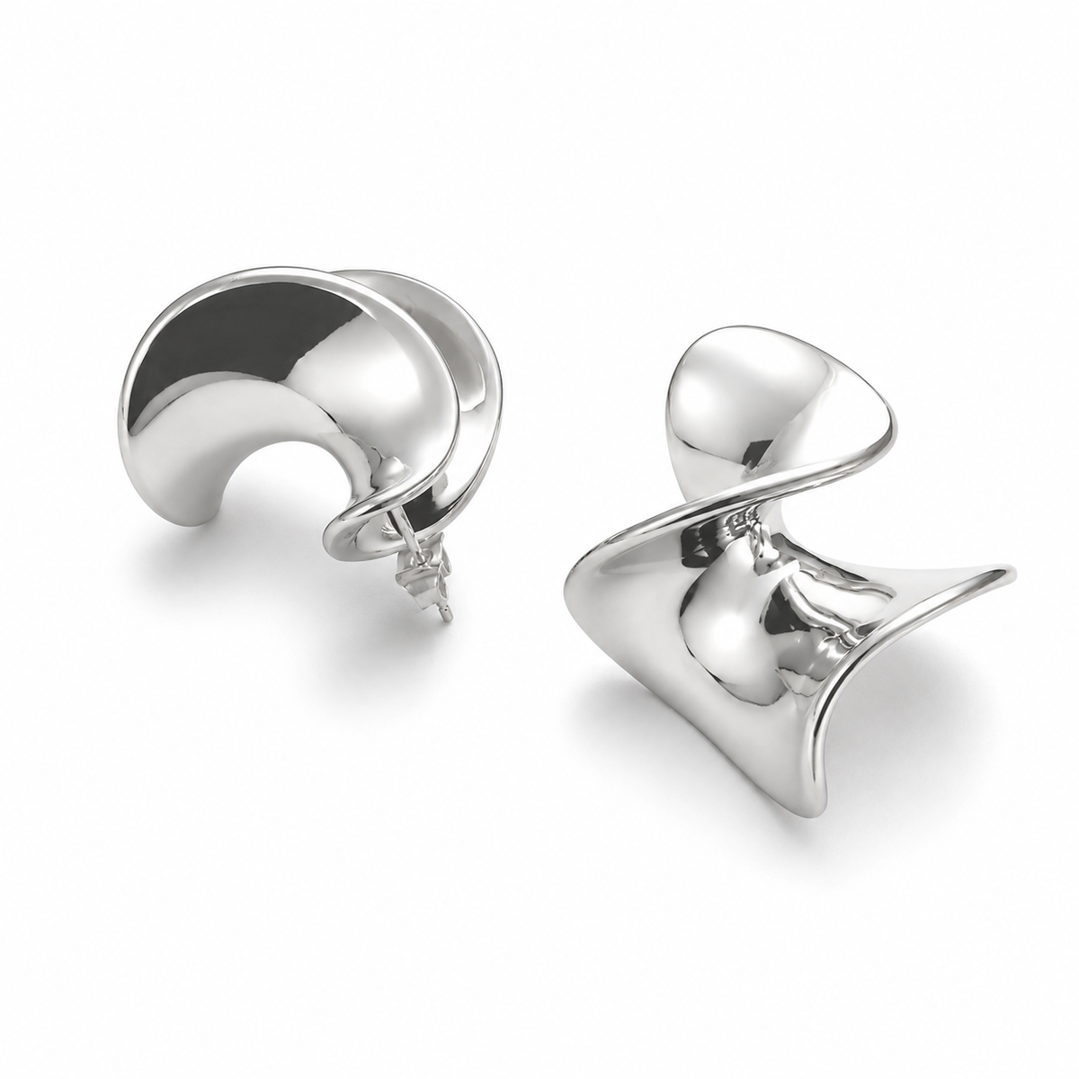 PM077 – Silver Chunky Wave Hoop Minđuše