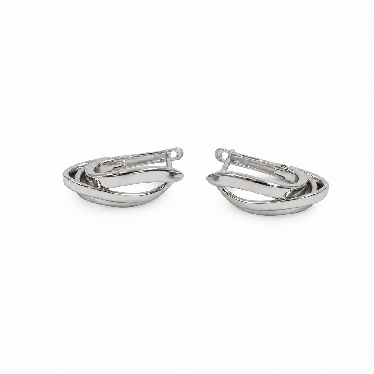 PM080 – Silver Interlocked Duo Hoop Minđuše