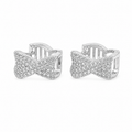 PM082 – Silver Full CZ Ribbon Huggie Minđuše