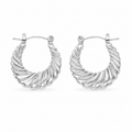 PM083 – Silver Twisted Scallop Hoop Minđuše