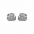 PM085 – Silver Beaded Border Pavé Huggie Minđuše