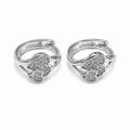 PM099 – Silver Pavé Heart Duo Huggie Minđuše