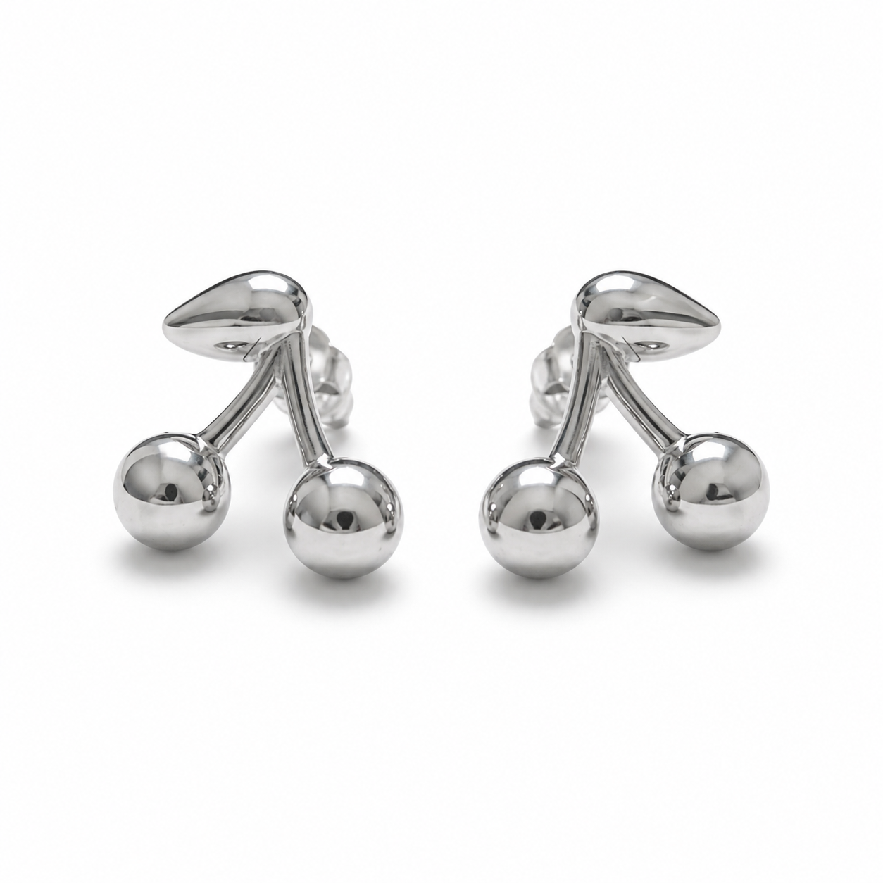 PM106 – Silver Sweet Cherry Sculptural Stud Minđuše