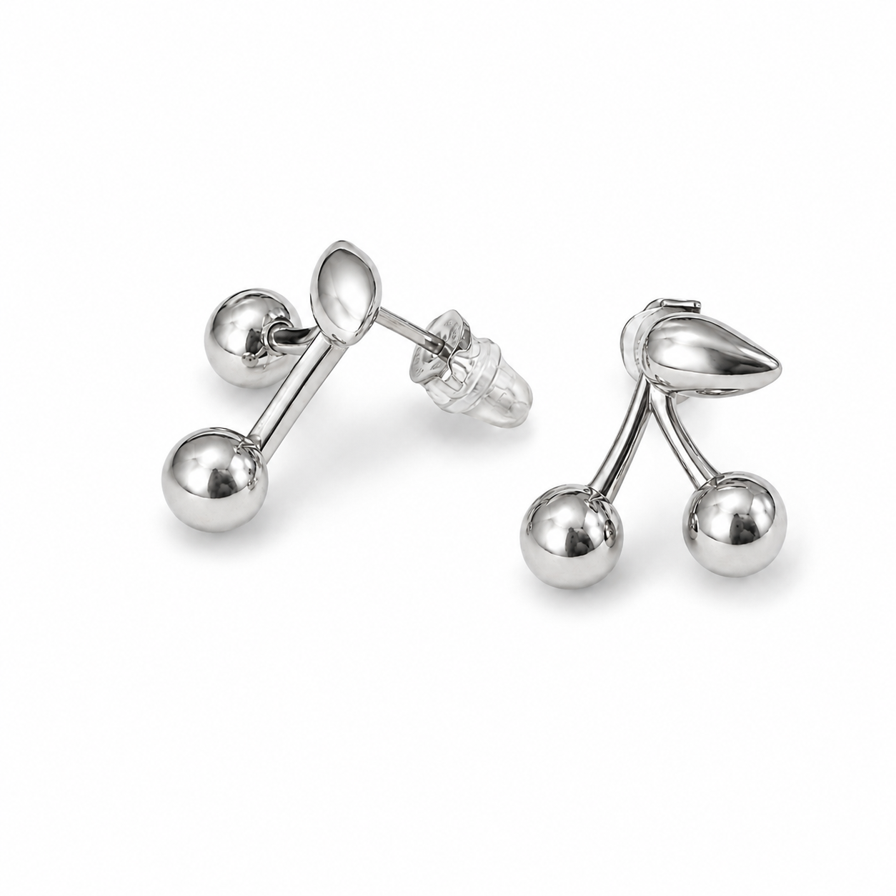 PM106 – Silver Sweet Cherry Sculptural Stud Minđuše