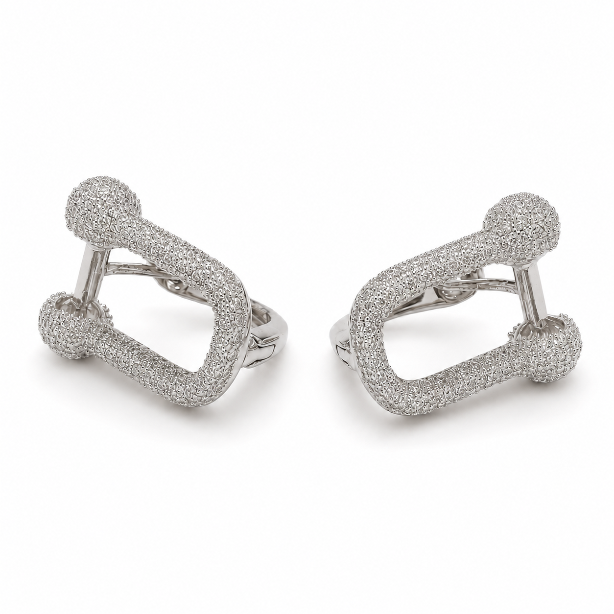 PM107 – Silver Pavé Ball-End Sculptural Huggie Minđuše