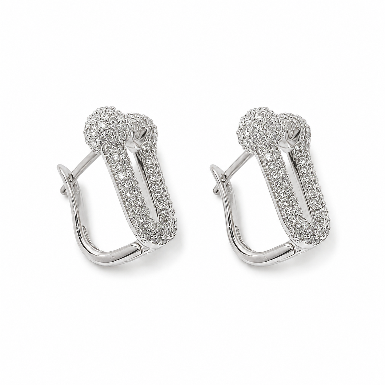 PM107 – Silver Pavé Ball-End Sculptural Huggie Minđuše