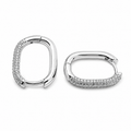 PM122 – Silver Rounded Square Full Pavé Huggie Minđuše