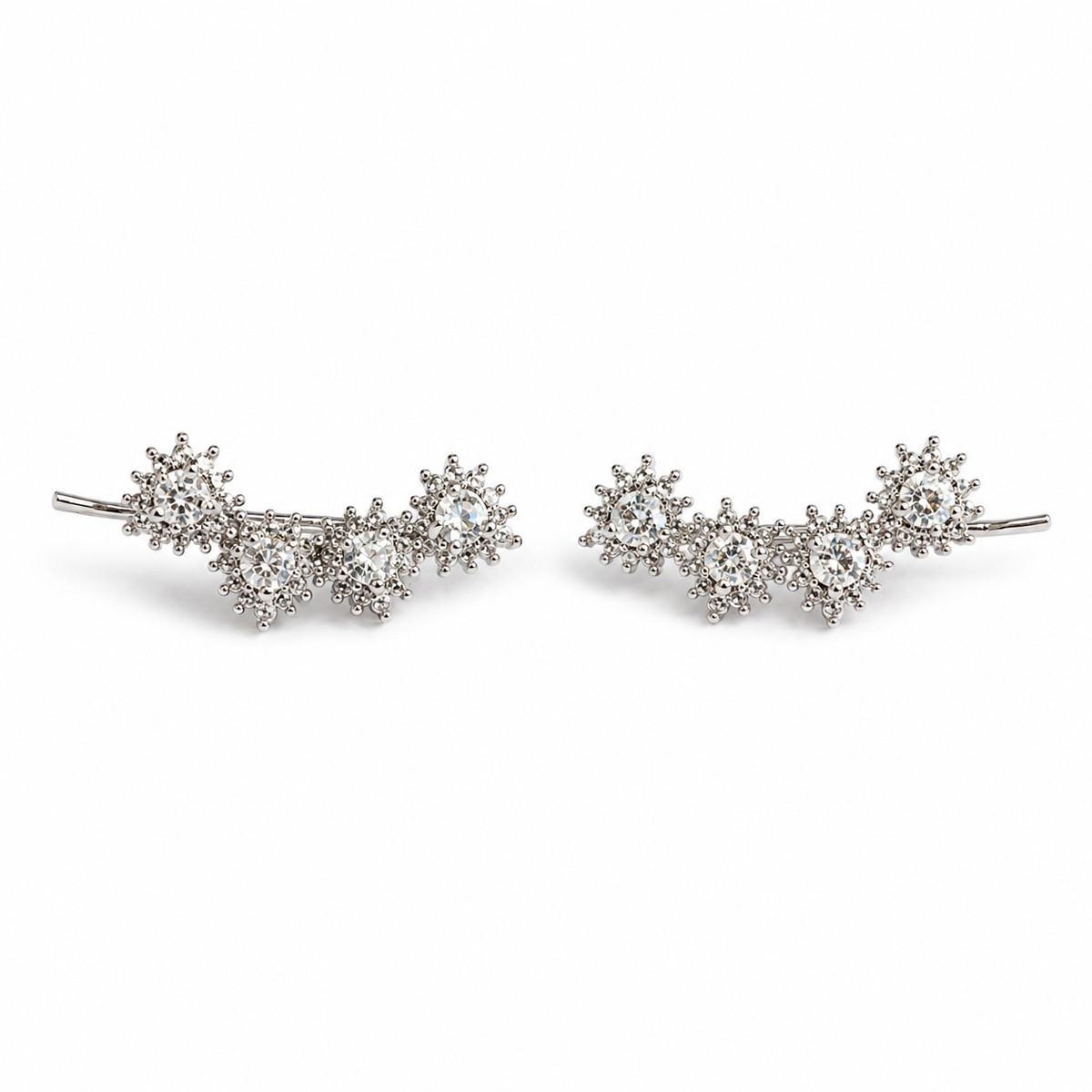 PM124 – Silver Celestial Rosette Ear Crawler Minđuše