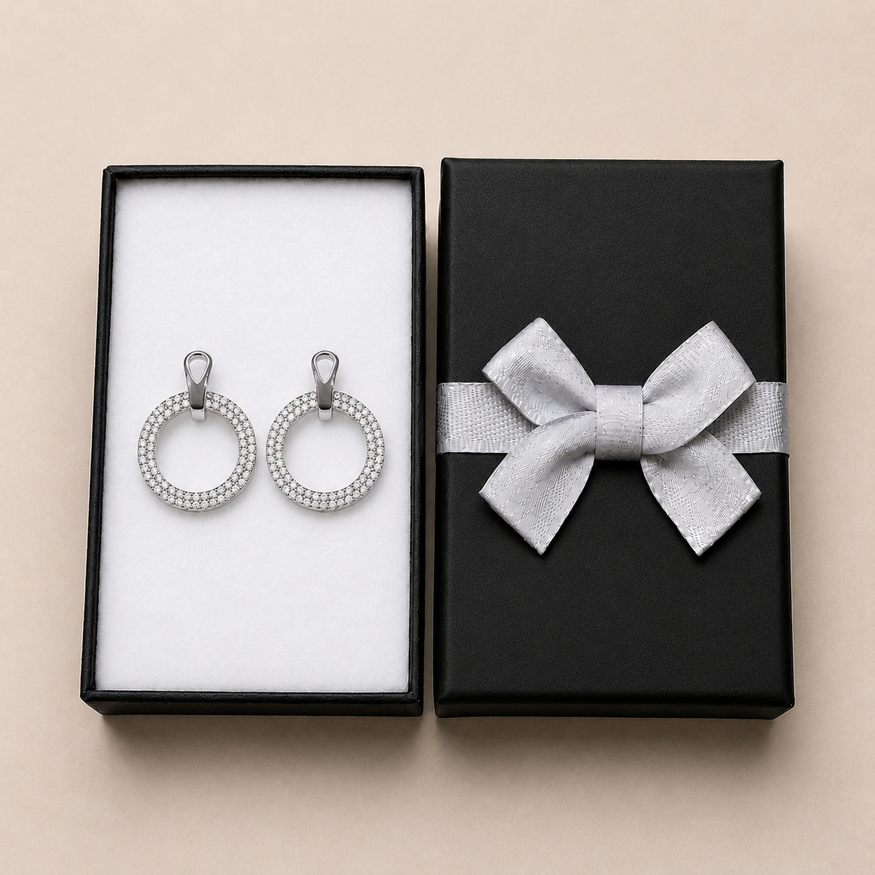 PM126 – Silver Iced Circle Dangle Minđuše