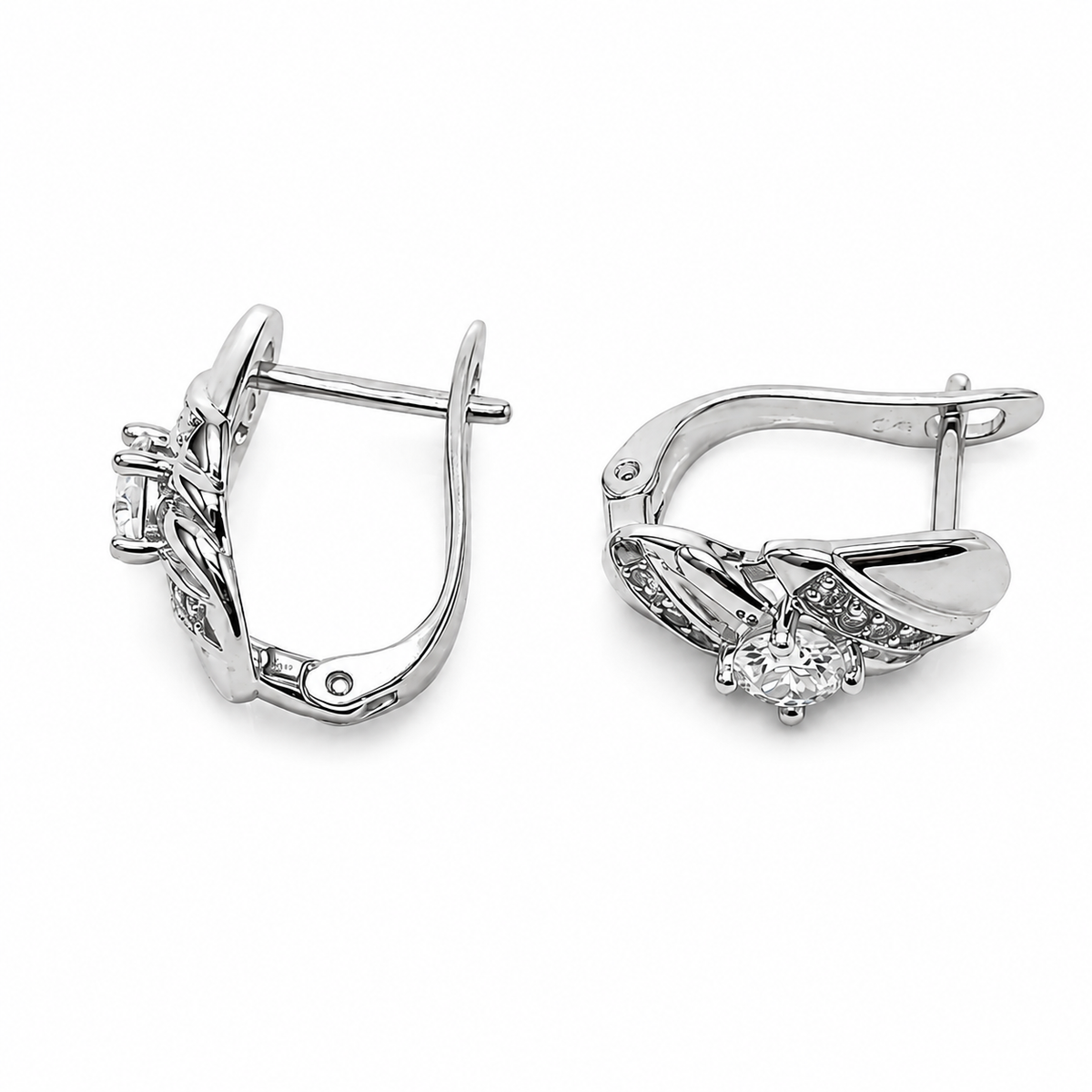PM128 – Silver Center Stone Groove Huggie Minđuše