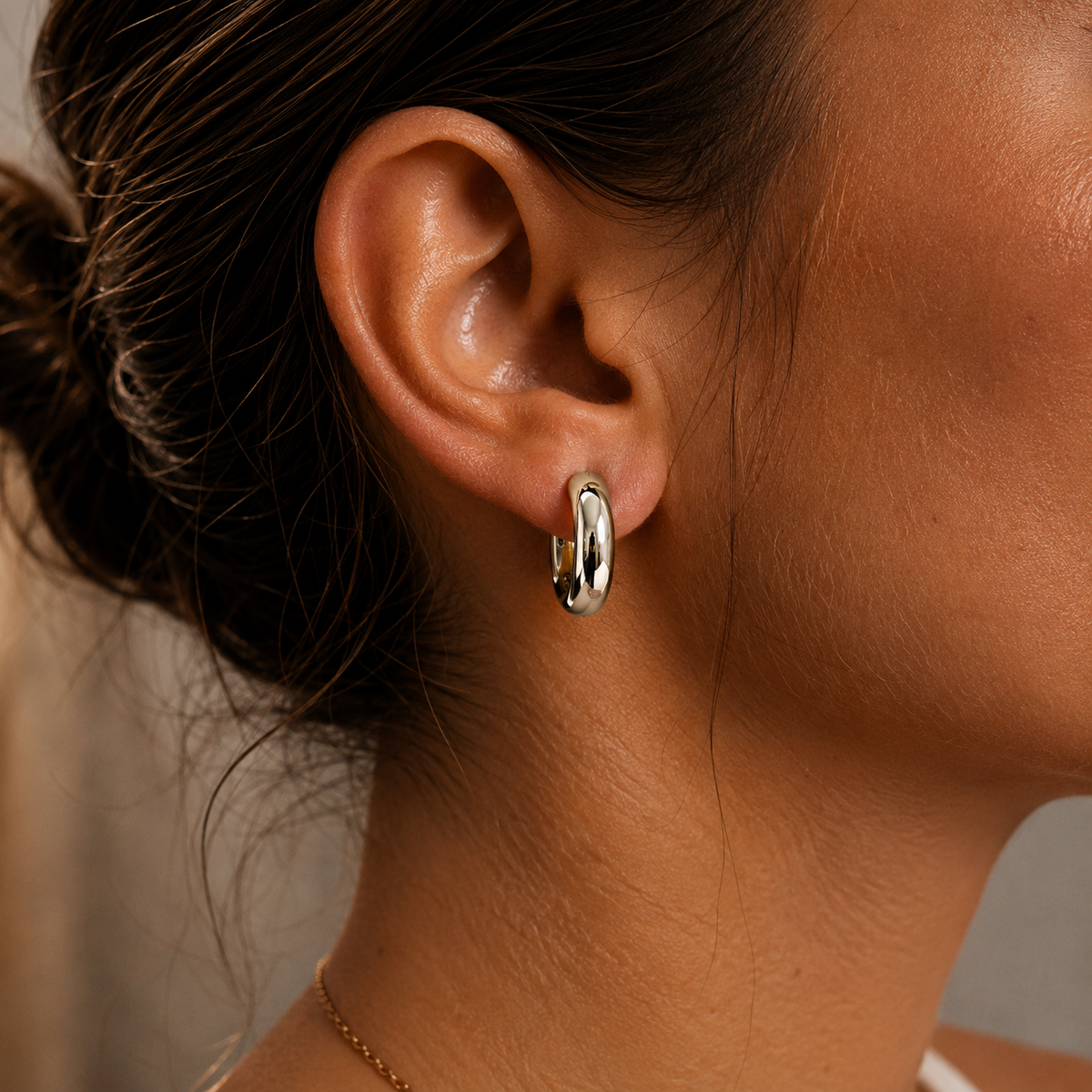 PM141 – Silver Chunky Plain Hoop Minđuše