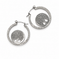 PM142 – Silver Crystal Hoop Tree of Life Minđuše