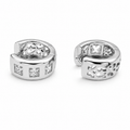 PM132 – Silver Cut Bezel Filigree Huggie Minđuše
