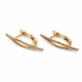 PM003G – Gold Double Bar Bypass CZ Huggie Minđuše