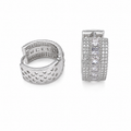 PM129 – Silver Princess Cut Pavé Chunky Huggie Minđuše – bočni ugao