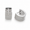 PM144 – Silver Thick Square CZ Huggie Minđuše
