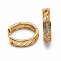 PM006G – Gold Wide Band Pavé & Cutout Huggie Minđuše