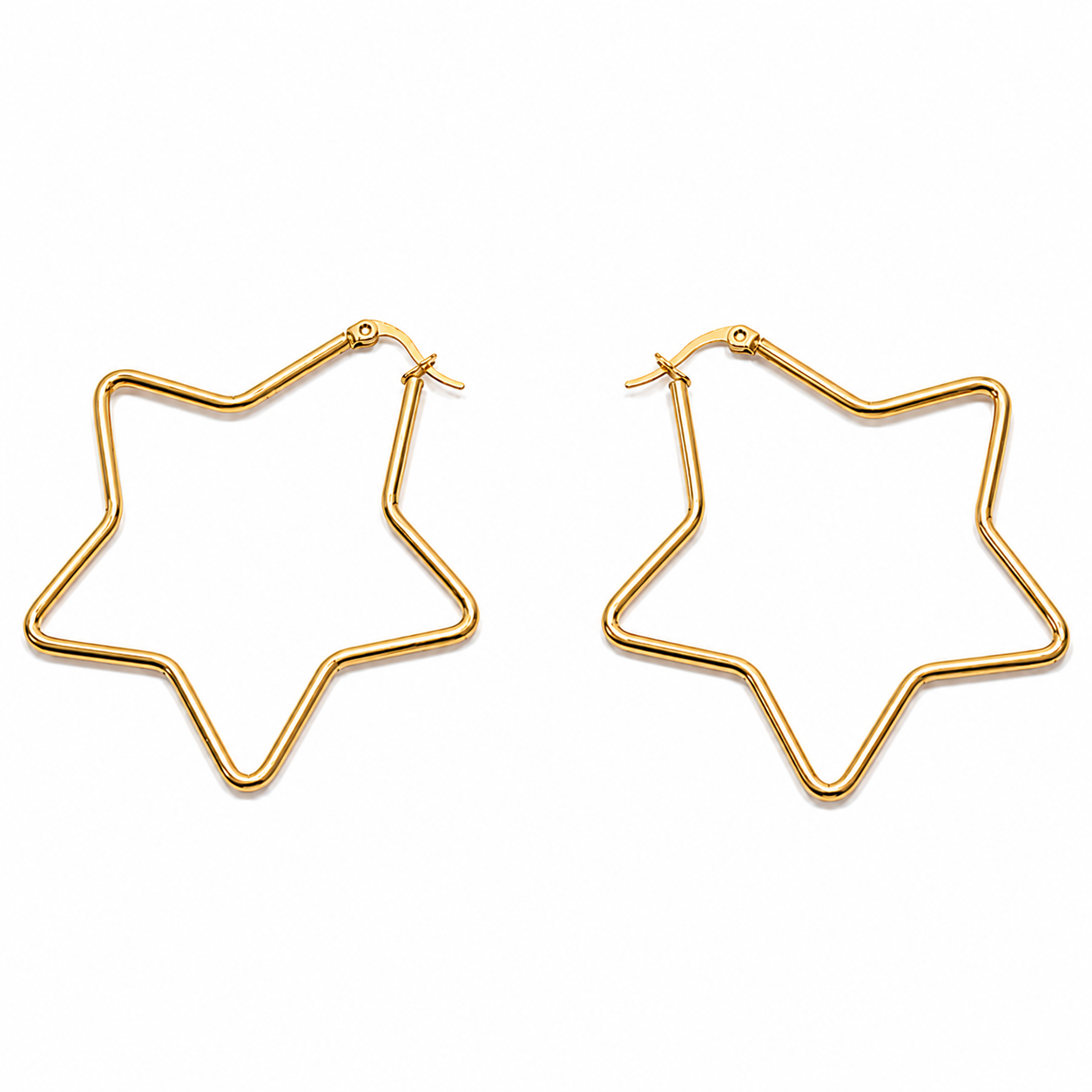 PM007G – Gold Large Star Wire Hoop Minđuše