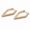 PM009G – Gold Pentagon Arrow Pavé Hoop Minđuše