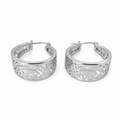 PM145 – Silver Wide Band Mandala Cutout Hoop Minđuše
