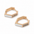 PM015G – Rose Gold Geo Enamel CZ Split Huggie Minđuše