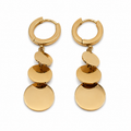 PM018G – Gold Triple Disc Cascade Huggie Minđuše