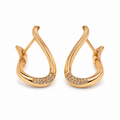 PM039G – Gold Sculptural Teardrop Pavé Hoop Minđuše