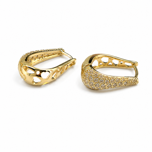 PM042G – Gold Sculptural Pavé Chunky Hoop Minđuše