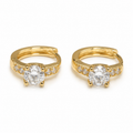 PM057G – Gold Solitaire Ring-Style CZ Huggie Minđuše