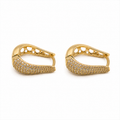 PM042G – Gold Sculptural Pavé Chunky Hoop Minđuše