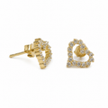 PM045G – Gold Open Heart CZ Outline Stud Minđuše