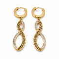PM034G – Gold Infinity Greek Key CZ Dangle Huggie Minđuše