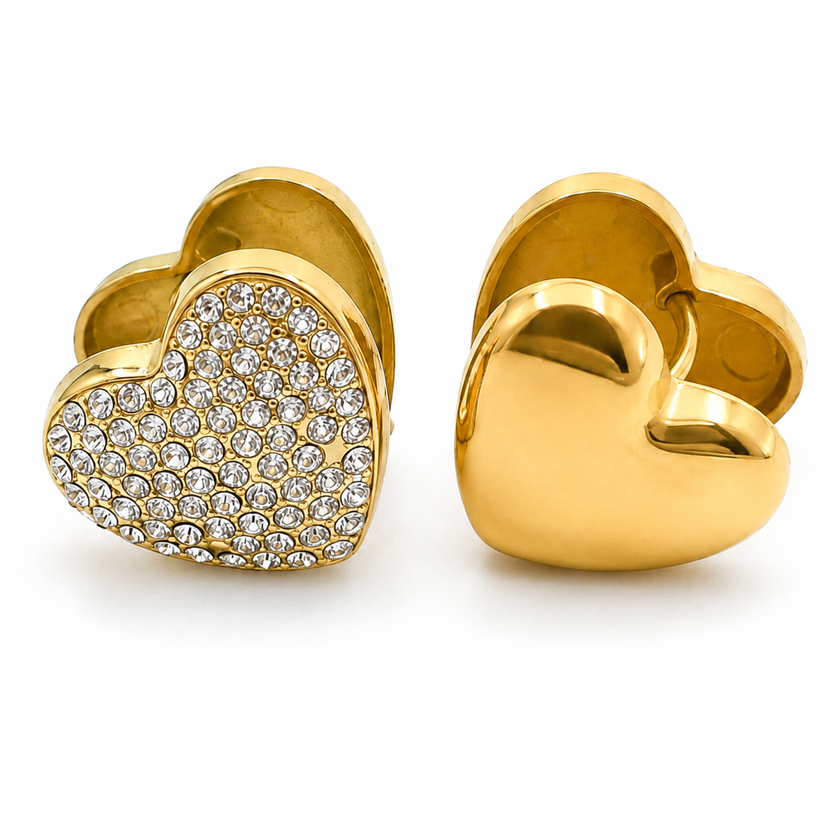 PM035G – Gold Chunky Pavé Heart Minđuše