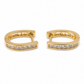 PM070G – Gold Oval Channel-Set CZ Huggie Minđuše