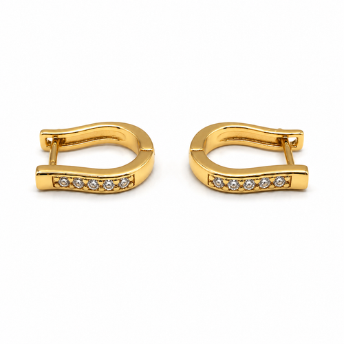 PM058G – Gold D-Hoop CZ Prong Bar Minđuše