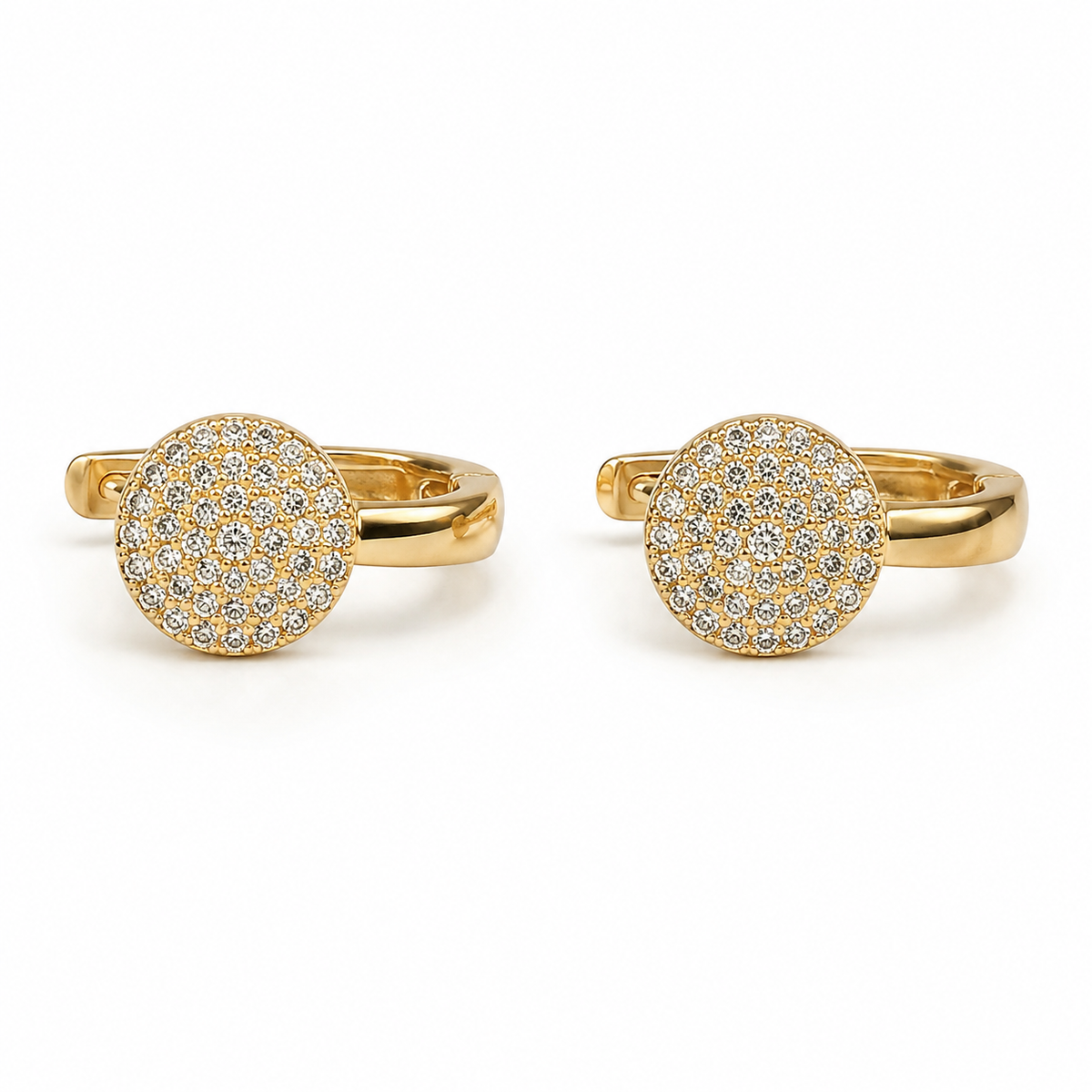 PM061G – Gold Circle Full Pavé Huggie Minđuše