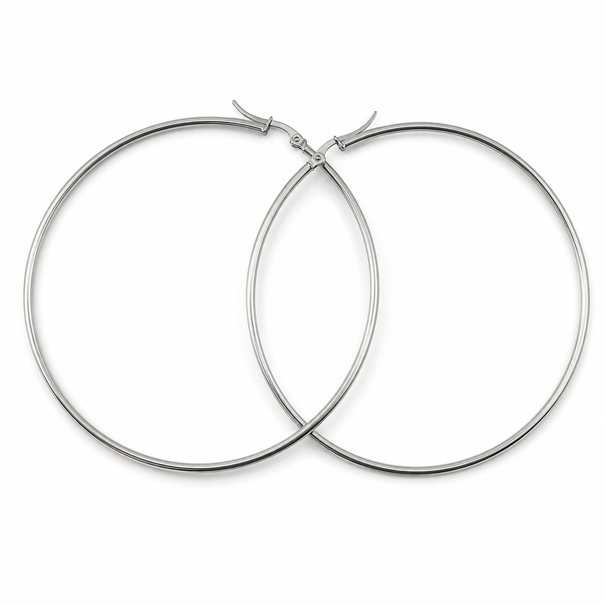 PM150 – Silver Thin Plain 78 mm Hoop Minđuše