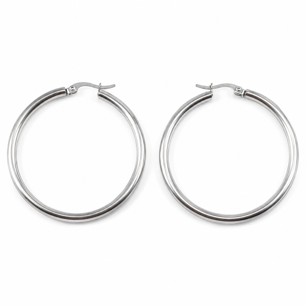 PM013 – Silver Classic Polished Fat Hoop Minđuše