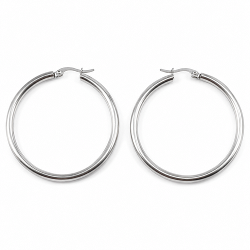 PM013 – Silver Classic Polished Fat Hoop Minđuše
